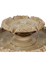 Sunnydaze Decor Beveled Flower Polyresin Outdoor 2-Tier Bird Bath Fountain