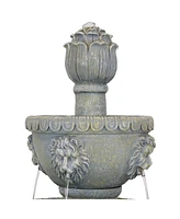 Sunnydaze Decor Lion Head Fiberglass Outdoor 4-Tier Water Fountain