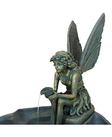 Sunnydaze Decor Fiberglas Bronze Fairy Shell Outdoor Water Fountain - 30 in