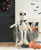 Glitzhome 47''H Fabric Halloween Skeleton Sitter Porch Decor