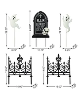 Glitzhome 24"H Halloween Metal Graveyard Set Yard Stake, Set of 5