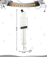 Glitzhome 60"H Halloween "Welcome" Metal Dangling Skeleton Yard Stake