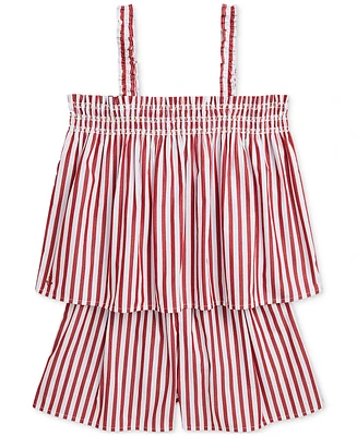 Polo Ralph Lauren Big Girls Striped Cotton Poplin Top & Short Set