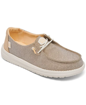 Hey Dude Little Girls' Wendy Metallic Sparkle Casual Moccasin Sneakers from Finish Line