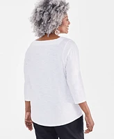 Style & Co Plus Cotton Square-Neck Top, Created for Macy's