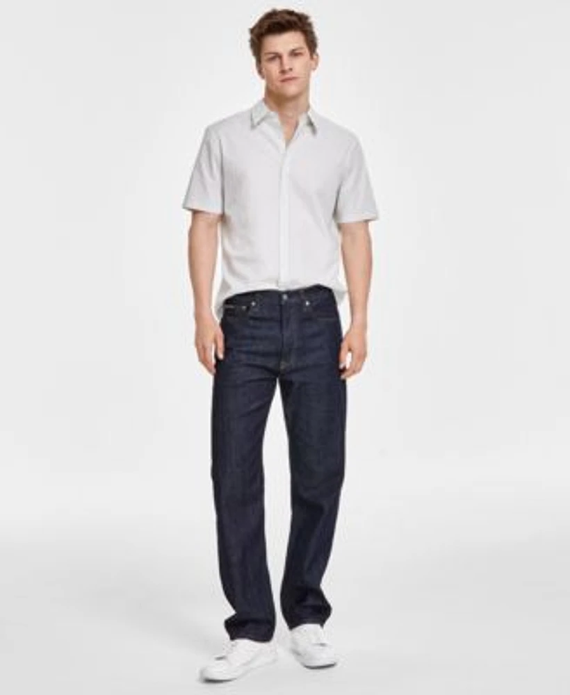 Calvin Klein Mens Stretch Straight Fit Jeans Striped Shirt