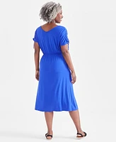 Style & Co Women's V-Neck Ruched-Sleeve Dress, Created for Macy's