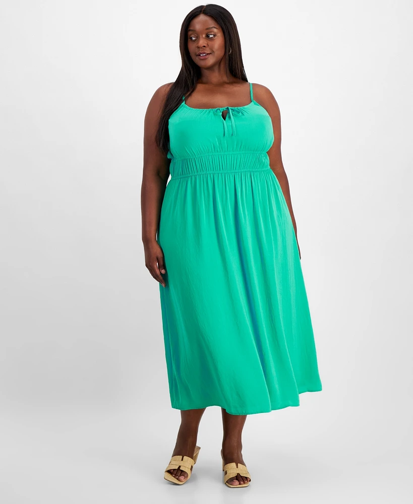 Trendy Plus Tie-Front Strappy Midi Dress, Created for Macy's