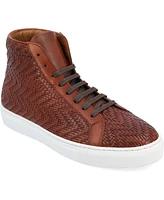 Taft Men's Handcrafted Woven Leather High Top Lace Up Sneaker