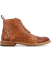 Taft Men's Rome Woven Handcrafted Full-grain Leather Dress Lace-up Boot