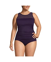 Lands' End Plus Chlorine Resistant Smoothing Control Mesh High Neck One Piece Swimsuit