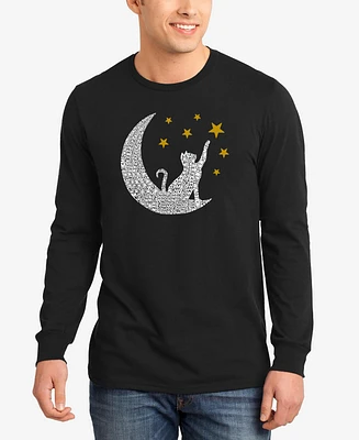 La Pop Art Cat Moon - Men's Word Long Sleeve T-Shirt
