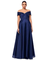 Xscape Petite Off-The-Shoulder Organza Gown