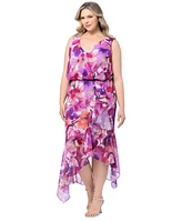 Xscape Plus Floral Blouson High-Low Dress