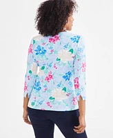 Style & Co Petite Floral-Print Pima Knit Top, Created for Macy's