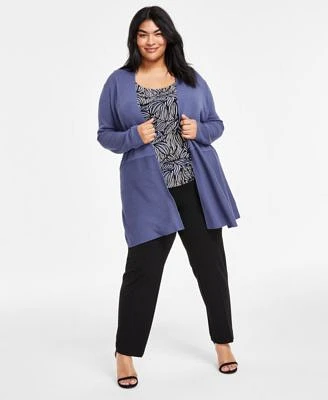 Anne Klein Plus Size Monterey Open Front Cardigan Reversible Printed Tank Top Hollywood Waist Pull On Ankle Pants