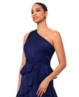 Xscape Women's Tiered One-Shoulder Gown