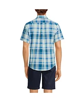 Lands' End Men's Traditional Fit Short Sleeve Madras Shirt