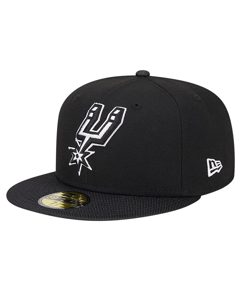 New Era Men's Black San Antonio Spurs Active Satin Visor 59fifty Fitted Hat