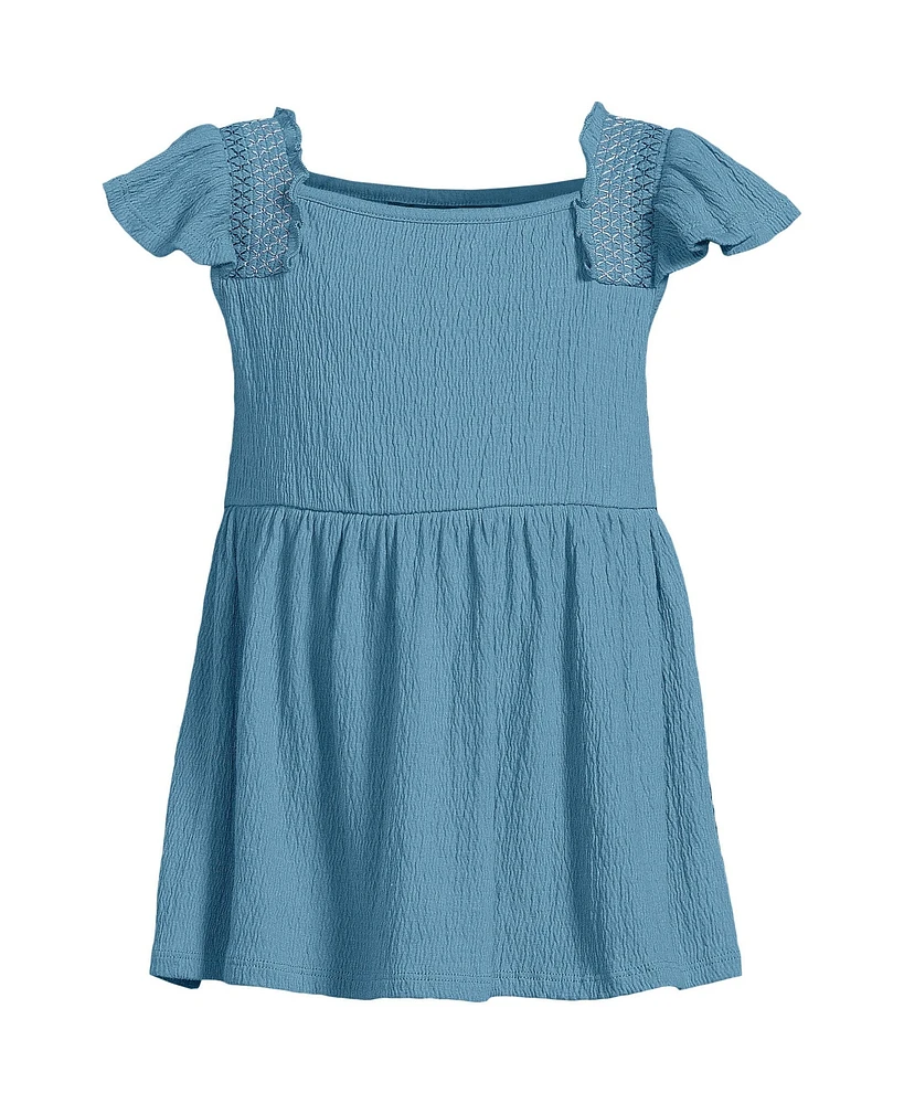 Lands' End Girls Smocked Flutter Sleeve Gauze Tank Top