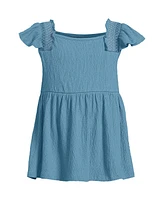 Lands' End Girls Smocked Flutter Sleeve Gauze Tank Top