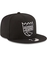 New Era Men's Black Sacramento Kings Black White Logo 9fifty Adjustable Snapback Hat