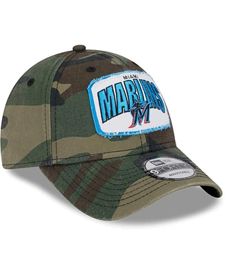 New Era Men's Camo Miami Marlins Gameday 9forty Adjustable Hat
