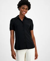 Anne Klein Women's Collared Short-Sleeve Top