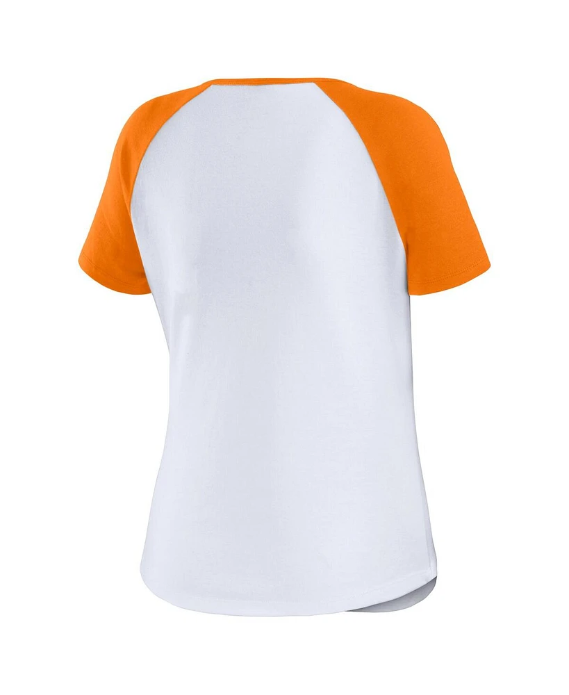 Wear by Erin Andrews Women's White Tennessee Volunteers Baseball Logo Raglan Henley T-Shirt