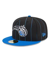 New Era Men's Black/Blue Orlando Magic Pinstripe Two-Tone 59Fifty Fitted Hat