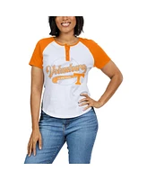 Wear by Erin Andrews Women's White Tennessee Volunteers Baseball Logo Raglan Henley T-Shirt