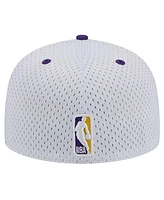 New Era Men's White/Purple Los Angeles Lakers Throwback 2Tone 59Fifty Fitted Hat