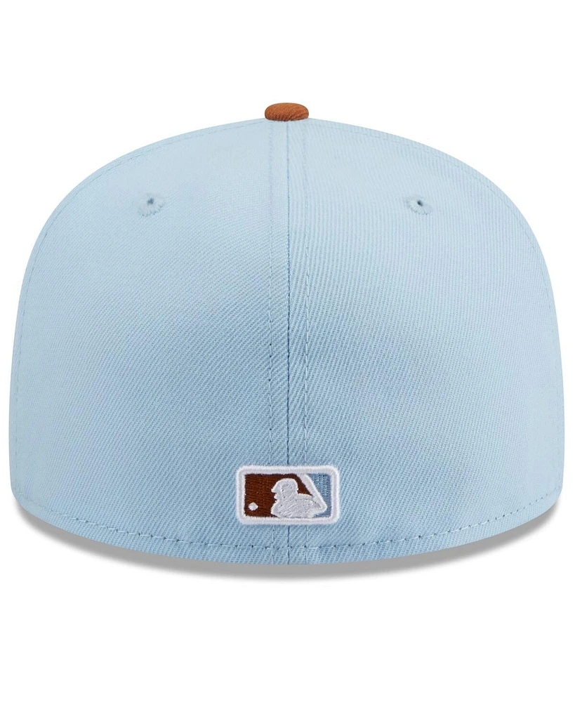 New Era Men's Light Blue/ Chicago Cubs Spring Color Basic Two-Tone 59Fifty Fitted Hat