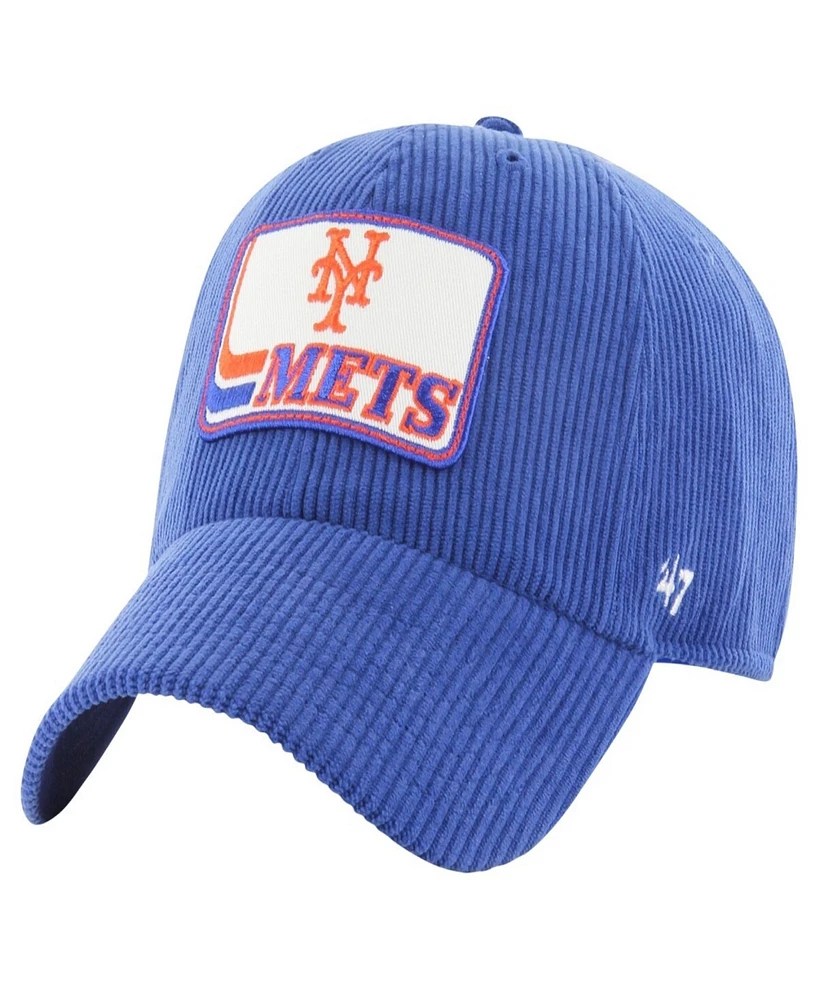 47 Brand Men's Royal New York Mets Wax Pack Collection Corduroy Clean Up Adjustable Hat