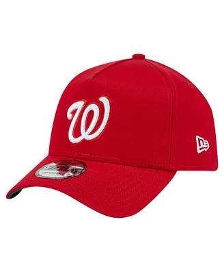 New Era Men's Red Washington Nationals Team Color A-Frame 9Forty Adjustable Hat
