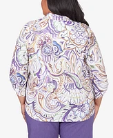 Alfred Dunner Plus Charm School Drama Paisley Top