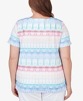 Alfred Dunner Plus Size Biadere Double Strap Short Sleeve Tee