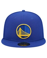 New Era Men's Royal Golden State Warriors Court Sport Leather Applique 59Fifty Fitted Hat