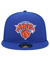 New Era Men's Blue New York Knicks Court Sport Leather Applique 59fifty Fitted Hat