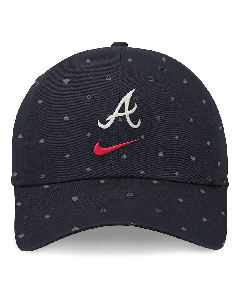 Nike Men's Navy Atlanta Braves Primetime Print Club Adjustable Hat