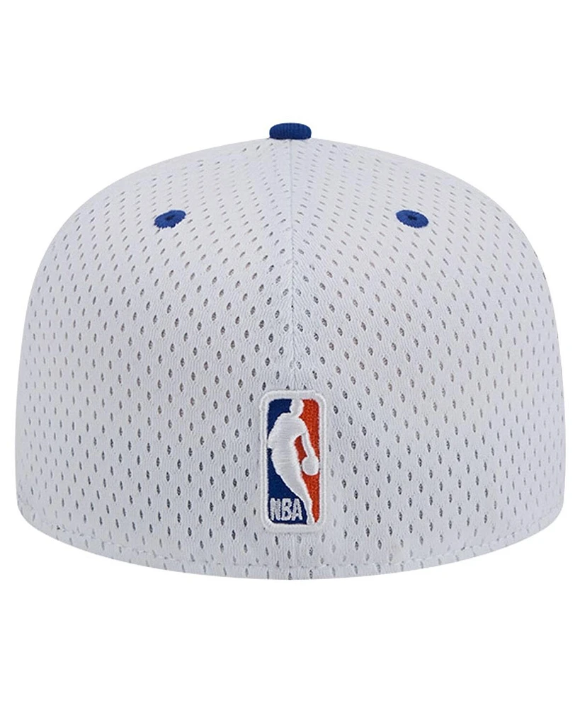 New Era Men's White/Blue York Knicks Throwback 2Tone 59fifty Fitted Hat