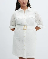 Mango Women's Embroidered Belt Dress