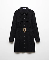 Mango Women's Embroidered Belt Dress