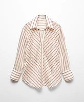 Mango Women's Semitransparent Striped Shirt