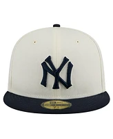 New Era Men's White York Yankees Cooperstown Collection Chrome 59Fifty Fitted Hat