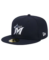 New Era Men's Navy Miami Marlins White Logo 59Fifty Fitted Hat