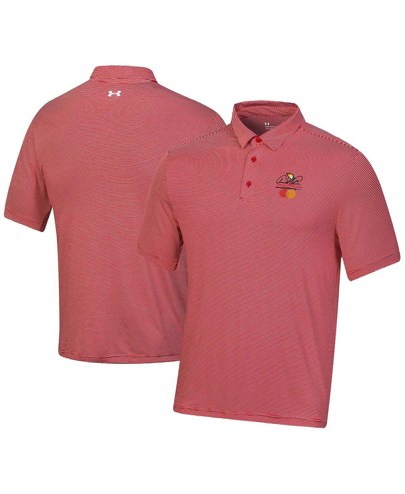 Under Armour Men's Red Arnold Palmer Invitational T2 Green Bridge Stripe Polo