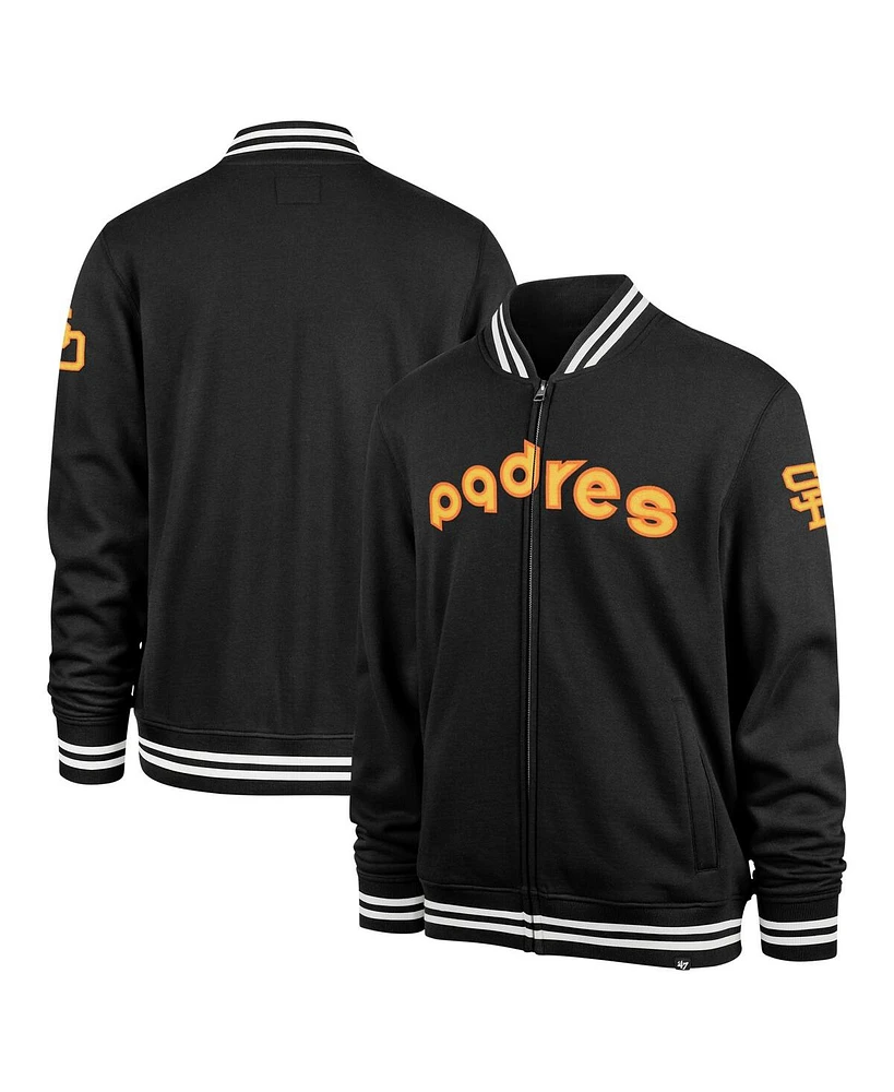 47 Brand Men's Black San Diego Padres Wax Pack Pro Camden Full-Zip Track Jacket