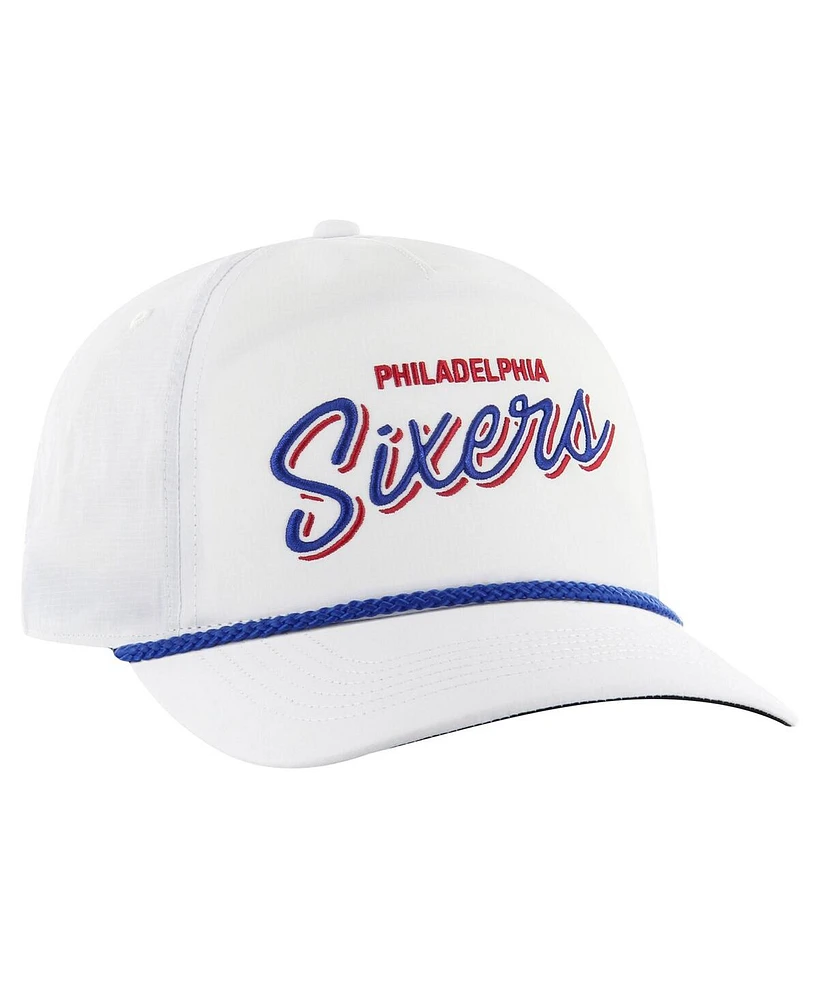 47 Brand Men's White Philadelphia 76ers Fairway Hitch brrr Adjustable Hat