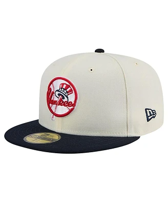 New Era Men's White York Yankees Top Hat Chrome 59Fifty Fitted